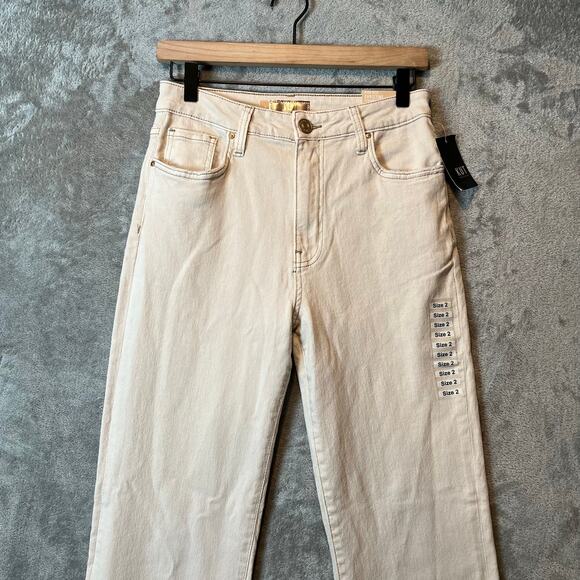 Kut From The Kloth Christine High Rise Straight Leg Size 2 Ecru Cream White‎ New - Picture 2 of 7